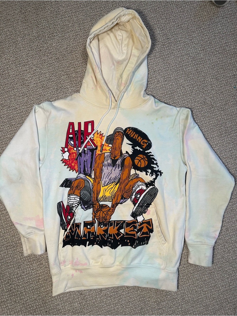 MarketGraphic Basketball Hoodie with 'Air' Print - Cream Base